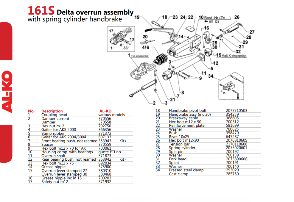 ALKO Coupling 161S Delta Parts - Spare Parts Diagram