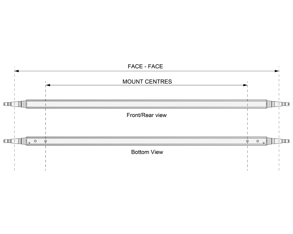 Bare Axle - Straight Beam - 1500kg Unbraked - Bare Metal