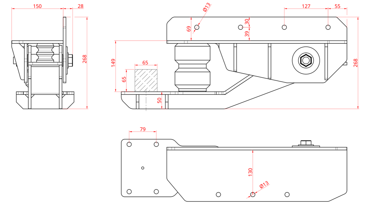 Trailflex Suspension Single Axle 1750kg - Powder Coated