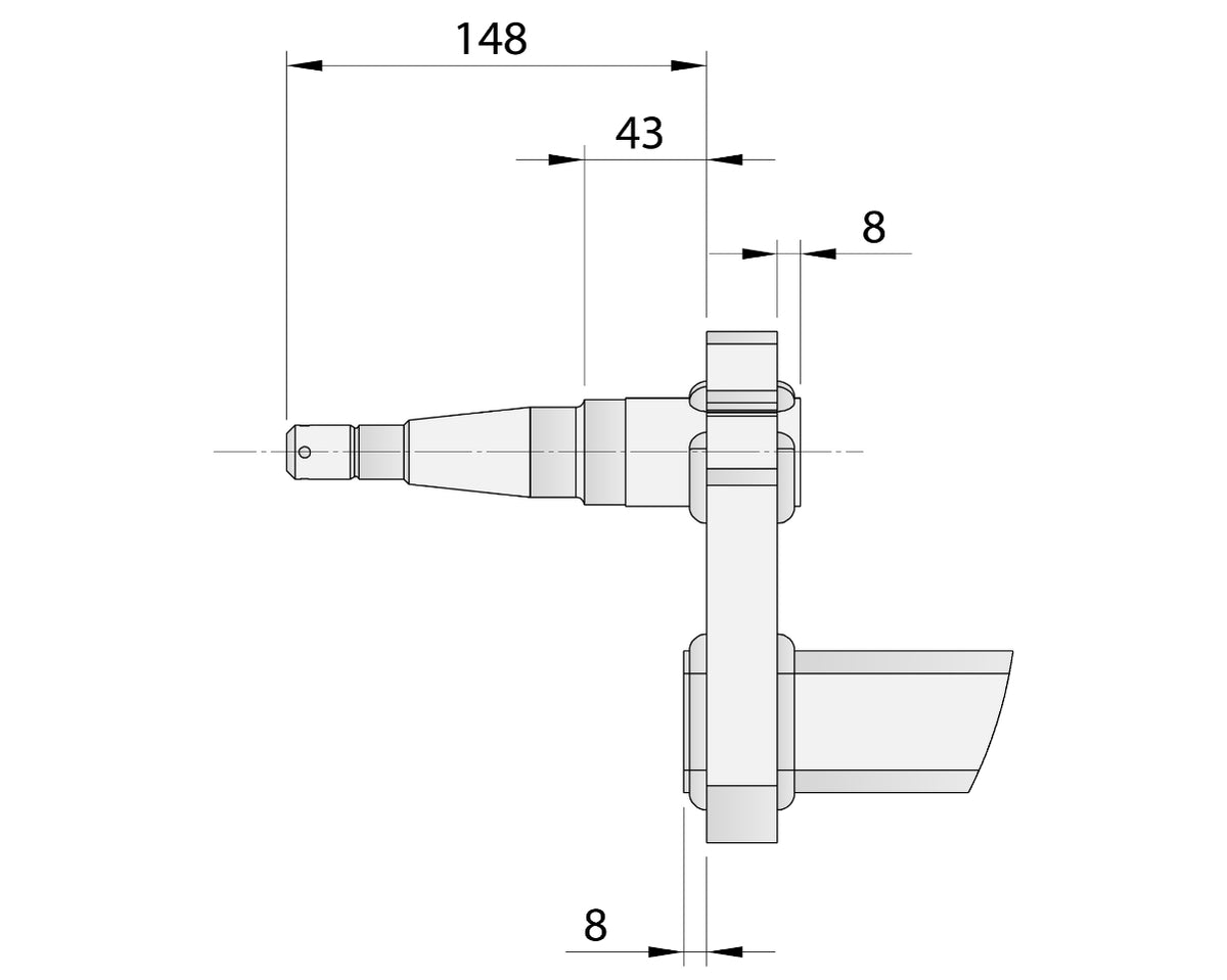Bare Axle - Drop Beam - 1500kg - Unbraked