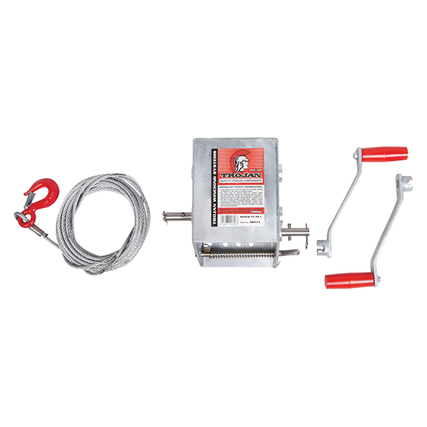 1500kg Capacity Boat Trailer Winch - 15:1/10:1 Ratio - Wire Cable Troj ...