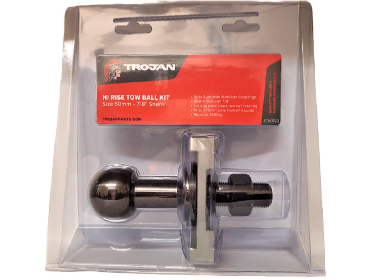 Trojan 50mm High Rise Euro Towball & Locking Plate