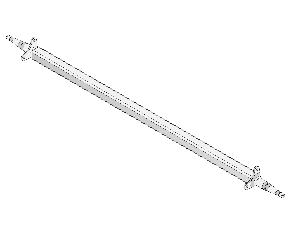 Bare Axle - Straight Beam - 1500kg Braked - Bare Metal