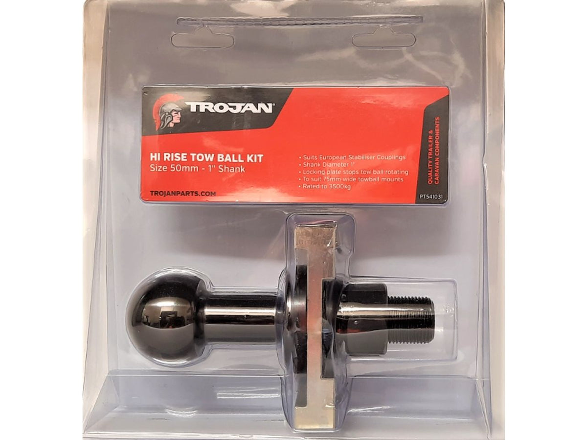 Trojan 50mm High Rise Euro Towball & Locking Plate