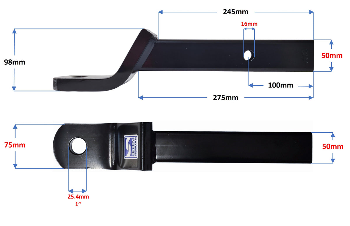 Hayman Reese Towball Mount 65110 - 3500kg - 98mm Drop - 245mm Shank 1" TB Shank