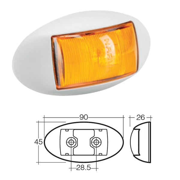 LED Marker Lamp - Model 14 - Amber - Front/Side Marker