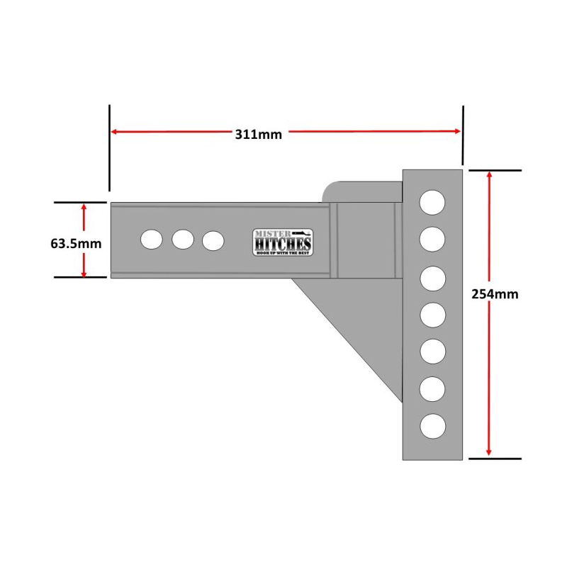 Mister Hitches - 4500kg - Adjustable - 32mm Towball Dia - Raptor - 2 1/2" (63.5mm) Shank