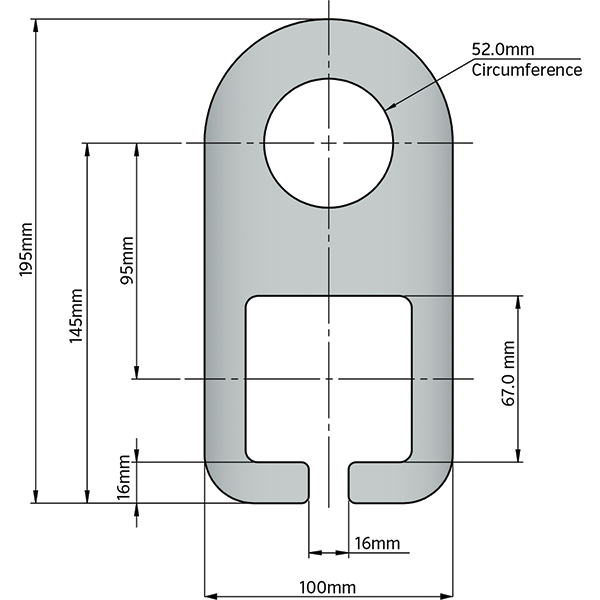 Trojan Axle Drop Plate - 90mm Drop - Suits 65mm RHS - 50mm Dia Axle