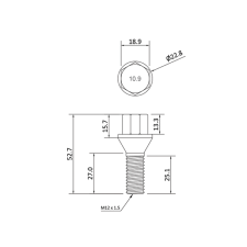 Wheel Bolts - Euro M12 Conical - 52mm long - Alloy Wheels_2