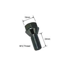 Wheel Bolts - Euro M12 Conical - 41mm long - Steel Wheels_2