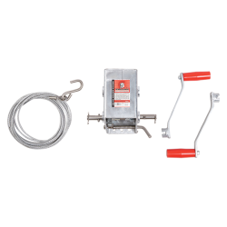 1000kg Capacity Boat Trailer Winch - 10:1/5:1 Ratio - 2x Handles - Wire Cable - Trojan