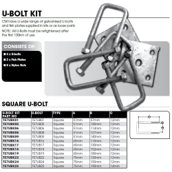 CM Axle Spring U Bolt Kit -Square Axle