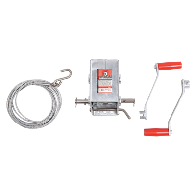 1000kg Capacity Boat Trailer Winch - 10:1/5:1 Ratio - 2x Handles - Wire Cable - Trojan