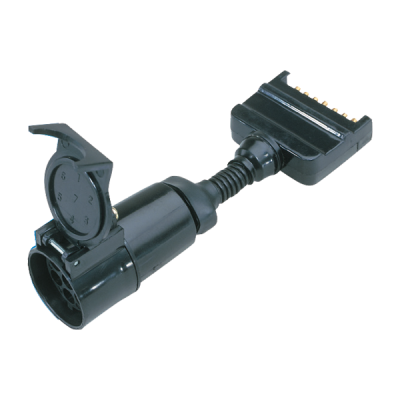 CM Trailer Plug - 7 Pin Flat Male Plug to 7 Pin Round Female Socket