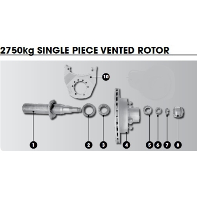 DeeMaxx Hyd Disc Brake Parts 2750kg - 1 Piece Rotor Vented