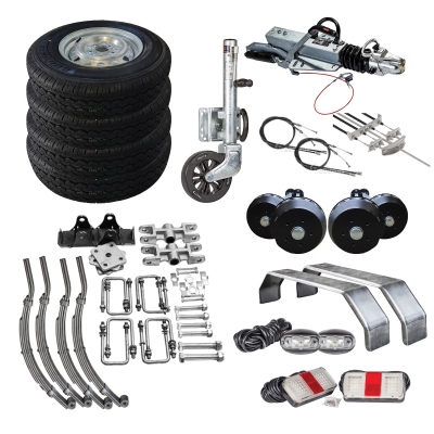 Treadway - 3500kg Tandem Axle Trailer Kit - Knott Braked - 14\" Galv Wheels 1 7/8\" coupling