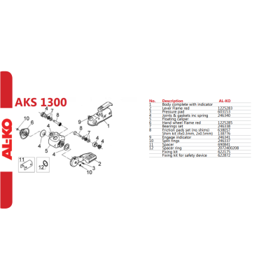 ALKO Coupling AKS1300 - Coupling Head - Spare Parts Diagrams