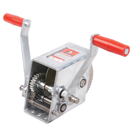 1000kg Capacity Boat Trailer Winch - 10:1/5:1 Ratio - 2x Handles - Wire Cable - Trojan_3
