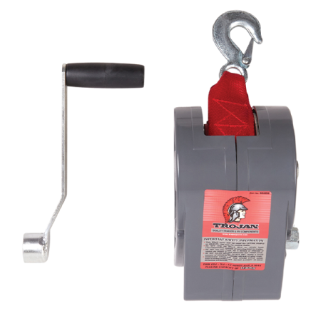 1130kg Capacity Boat Trailer Winch - 1:1/5:1/10:1 Ratio - Webbed Strap - Trojan_3