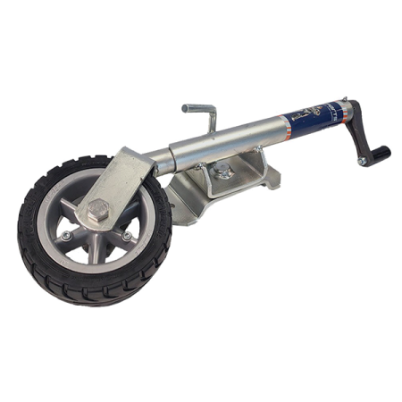 250kg Capacity Jockey Wheel - 190mm Alloy/Rubber wheel - Swivel Mount - 2 Bolt - Trailparts_1