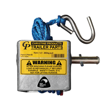 260kg Capacity Boat Trailer Winch - 1:1 Ratio - Rope - Christine Products_2