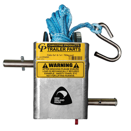 750kg Capacity Boat Trailer Winch - 5:1/1:1 Ratio - Rope - Christine Products_3