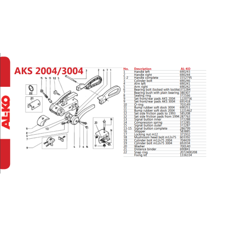 ALKO Coupling AKS2004/3004 - Coupling Head - Spare Parts Diagrams - (Red Handle)