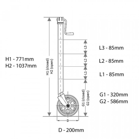 400kg Capacity Jockey Wheel - 200mm Rubber/Steel - Side Wind - AL-KO_2