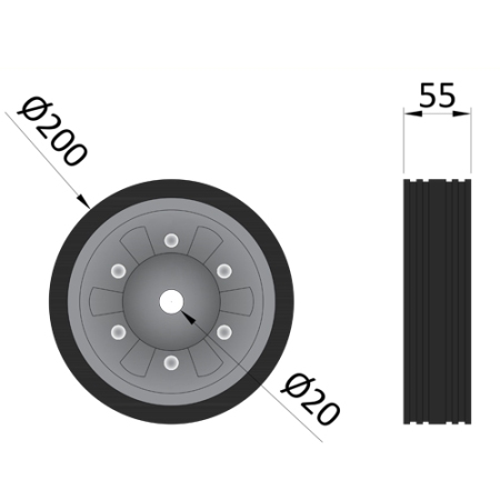 Maypole Jockey Wheel Only - European - 200mm HD Steel/Rubber_2