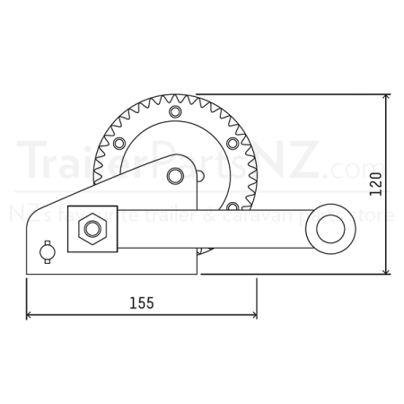 300kg Capacity Boat Trailer Winch - 3:1 Ratio - Rope or Webbing - Atlantic Winch_4