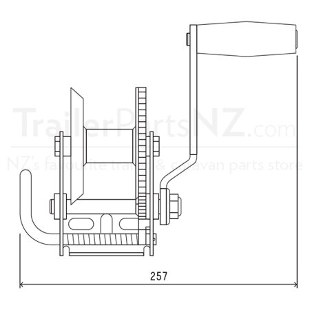300kg Capacity Boat Trailer Winch - 3:1 Ratio - Rope or Webbing - Atlantic Winch_5