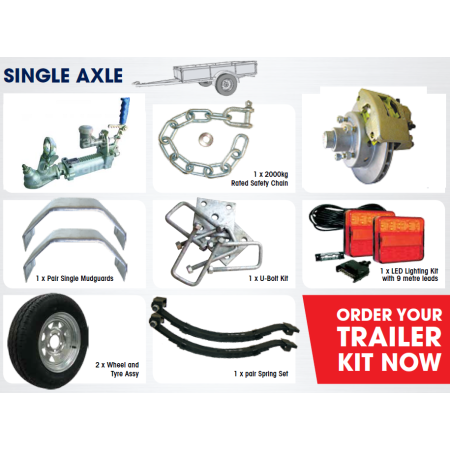 CM Trailer - Single Axle Trailer Kit - Hydraulic Disc Braked - 1500kg - 14\"_2
