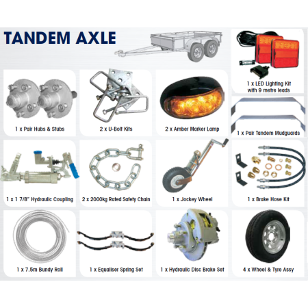 CM Trailer - Tandem Axle Trailer Kit - Hydraulic Braked - 2500kg - 13\"_2