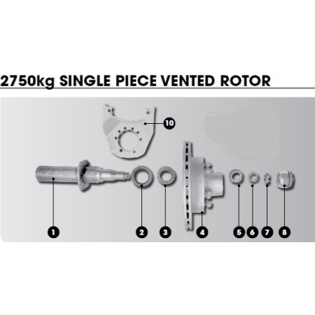 DeeMaxx Hyd Disc Brake Parts 2750kg - 1 Piece Rotor Vented