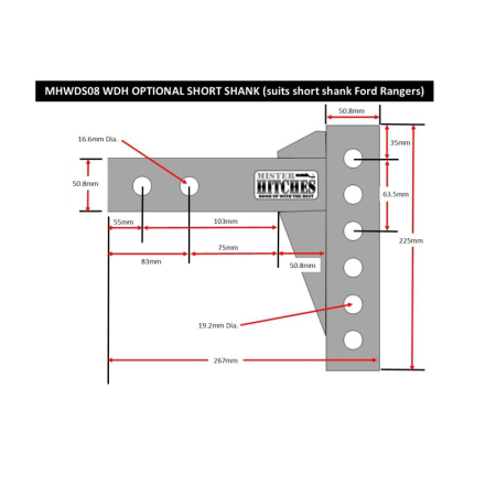 Mister Hitches - 3500kg - Adjustable - Max Drop/Rise 200/171mm - Medium Shank Length_3