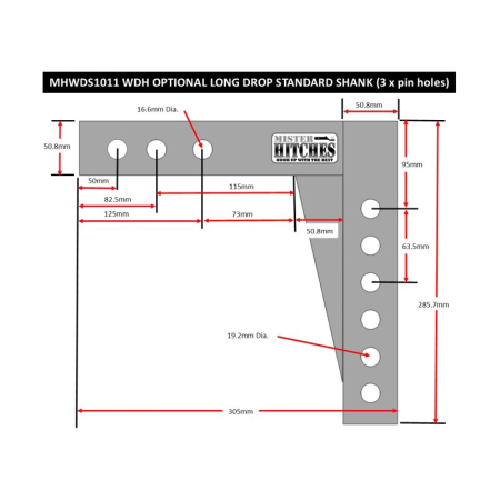 Mister Hitches - 3500kg - Adjustable - Max Drop/Rise 300/270mm - Standard Shank Length_3