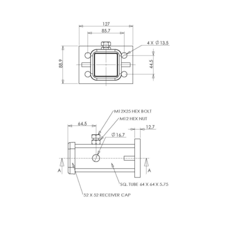 Mister Hitches Bolt on Receiver Hitch - 4 Hole - 2250kg - Fits most Land Cruisers or Land Rovers_2