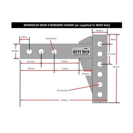 Mister Hitches - 3500kg - Adjustable - Max Drop/Rise 200/171mm - Standard Shank Length_3