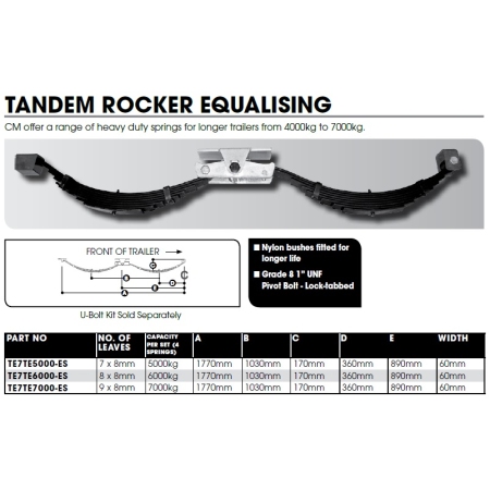 Tandem Axle Spring Set - 60mm x 1770mm - Slipper  Equalised Heavy Duty_2