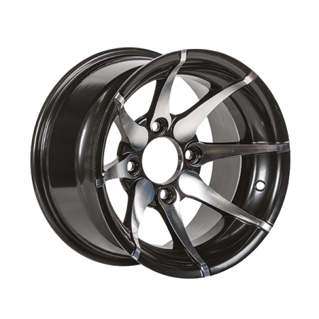Treadway Alloy Trailer Rim 12\"x 7\" - Skimax Silver/Black - 4 x 4\" PCD_1