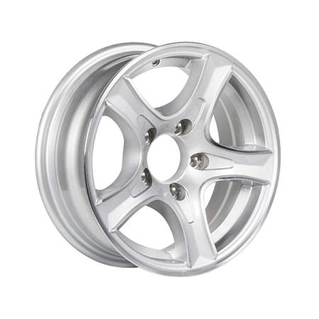 Treadway Alloy Trailer Rim 14\"x 5.5\" - Razor Silver - 5 x 4.5\" PCD_1