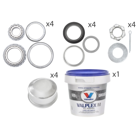 Trojan 1500kg Tandem Axle Refurb Kit + Grease_2