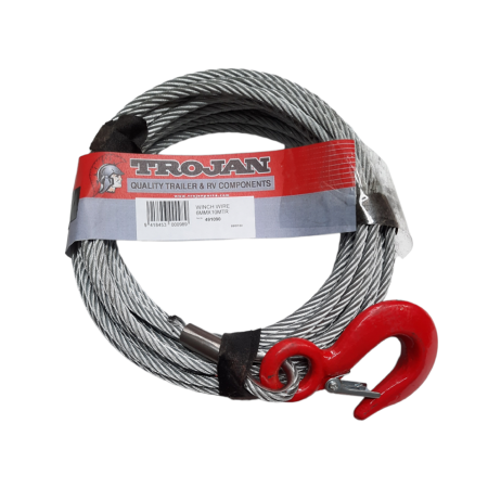 Trojan Winch - Wire Rope & Drop Forged Hook 1500kg 6mm x 10m
