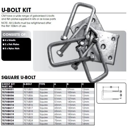 CM Axle Spring U Bolt Kit -Square Axle_1