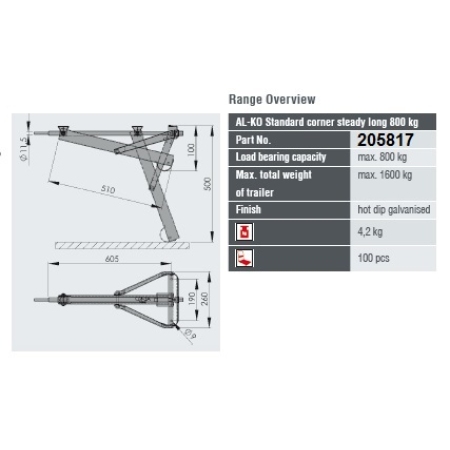ALKO Caravan Corner Steady Euro - Short 800KG_3