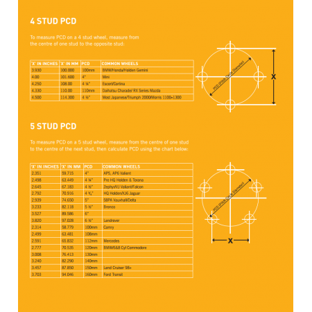 6 Stud Pcd Chart